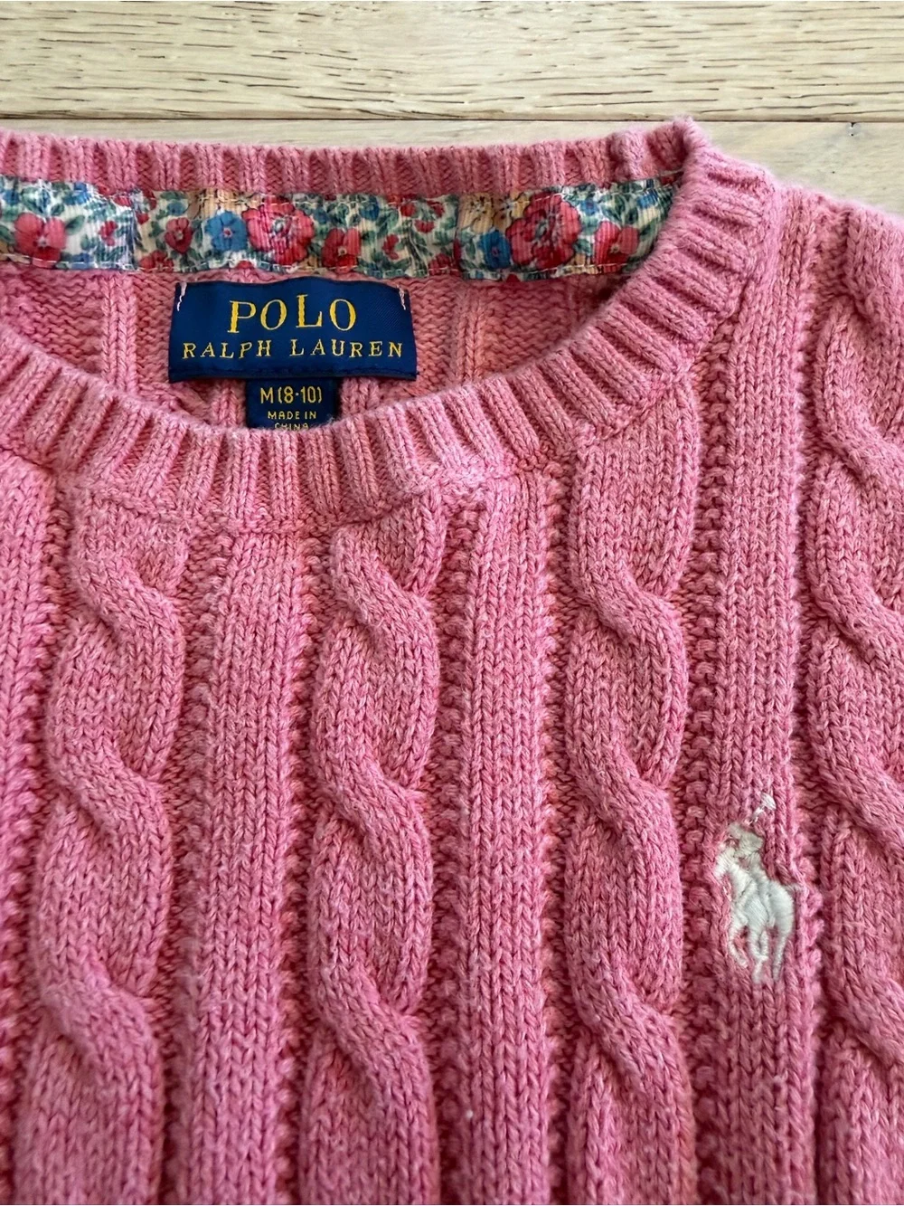 Polo by Ralph Lauren Pink Cable-Knit Crewneck Sweater